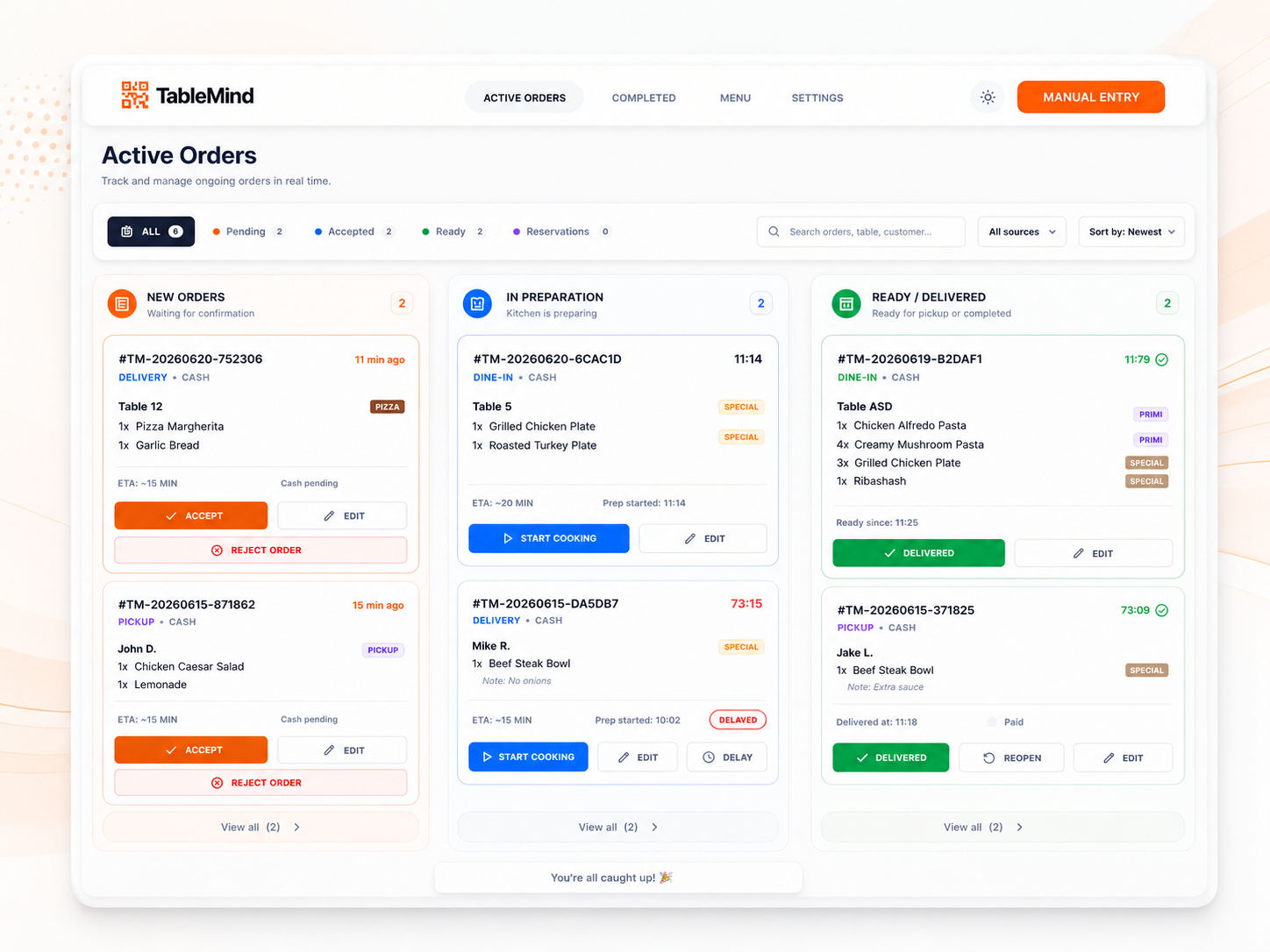 Active Orders Dashboard